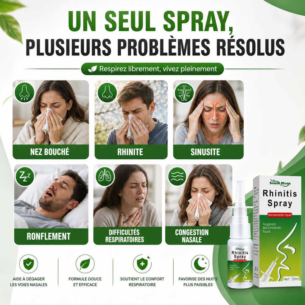 Spray naturel 3 en 1 anti-sinusite, purification des poumons et anti-ronflement
